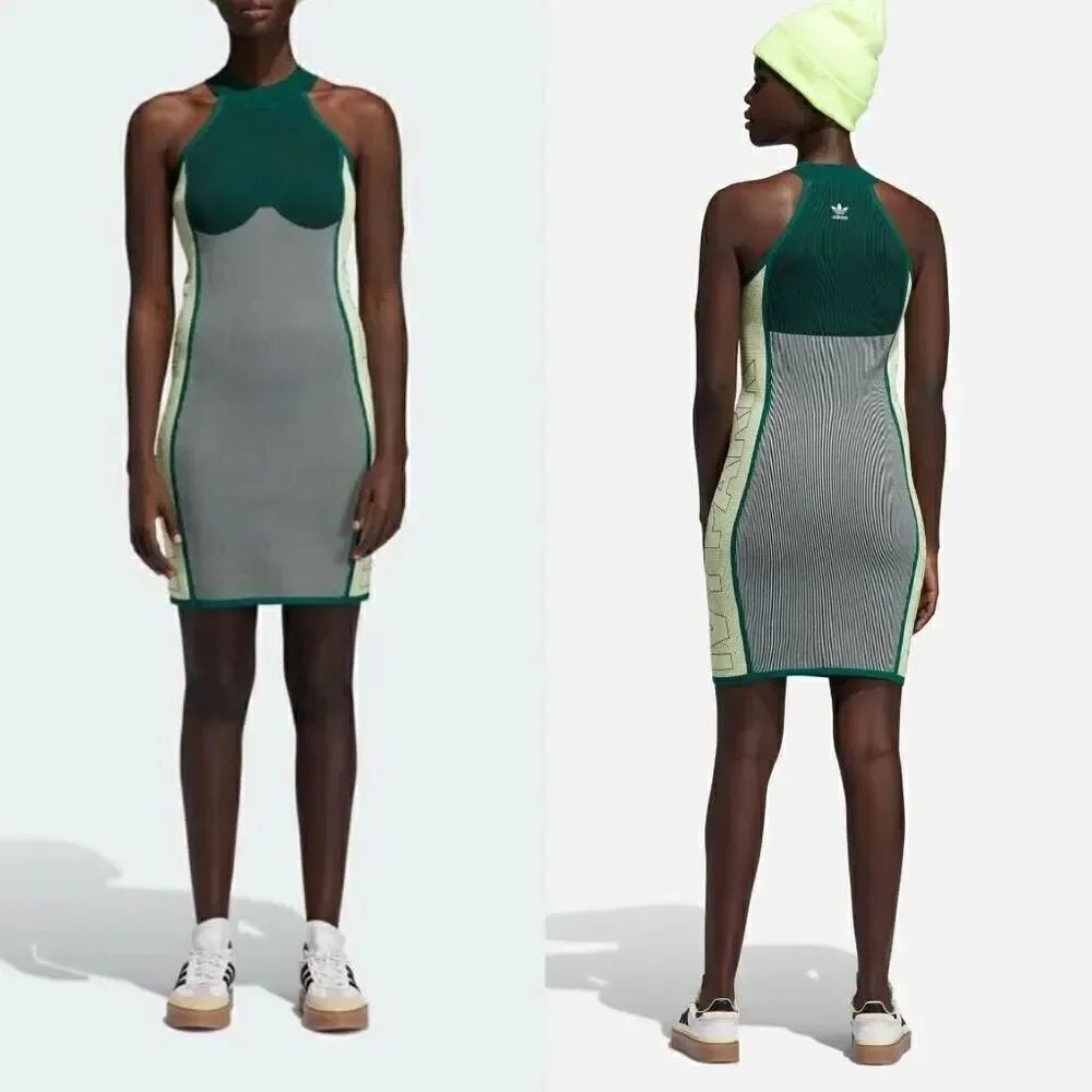 womens Adidas IVY PARK KNIT LOGO DRESS $130 Sz 1X